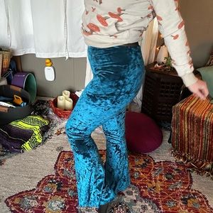 Warrior Within blue velvet flare pants size XS